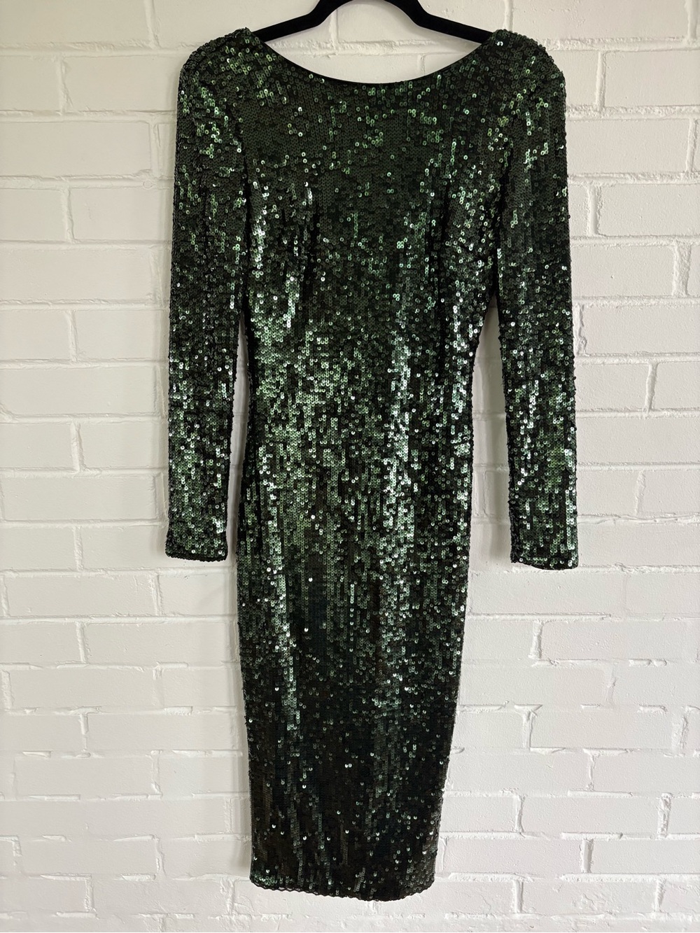 Dress the Population Natalie Emerald Green Sequin Midi Dress S